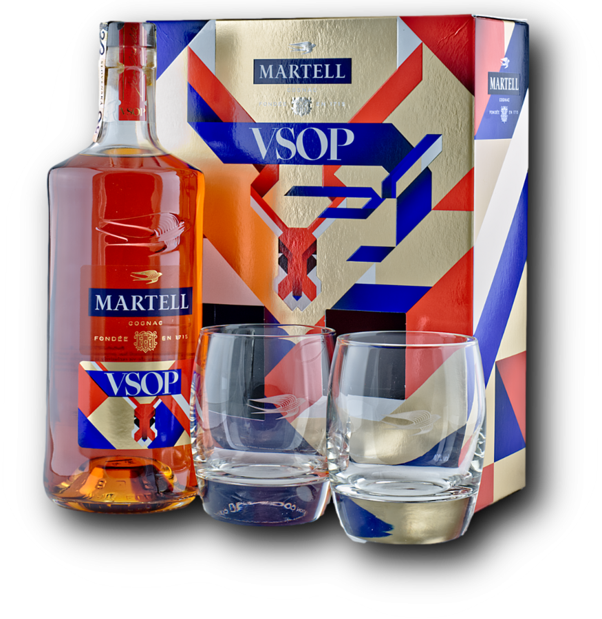 Martell V.S.O.P. 40% 0,7 l (darčekové balenie 2 poháre)